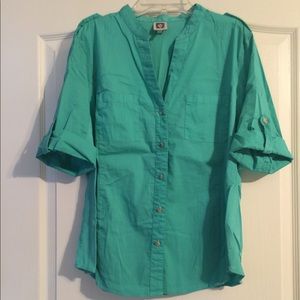 Anne Klein Turquoise Button Down Shirt